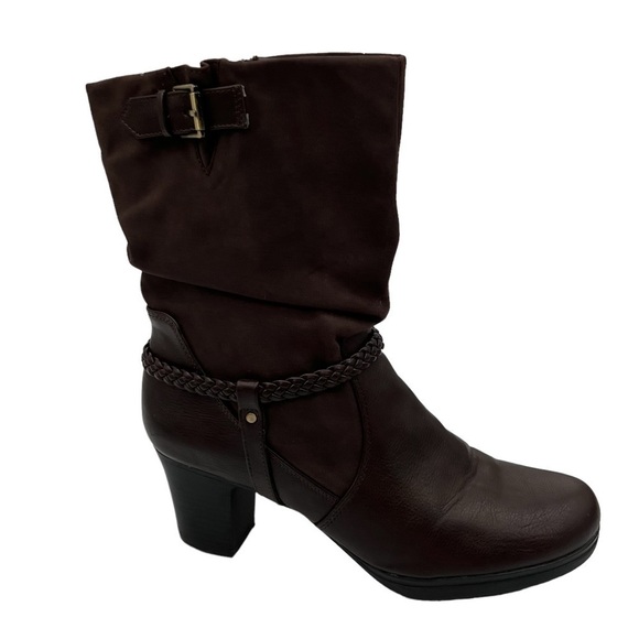 Lifestride Brown Keynote Slouch Block Heel Boots Size 9.5 Women's - Picture 6 of 12